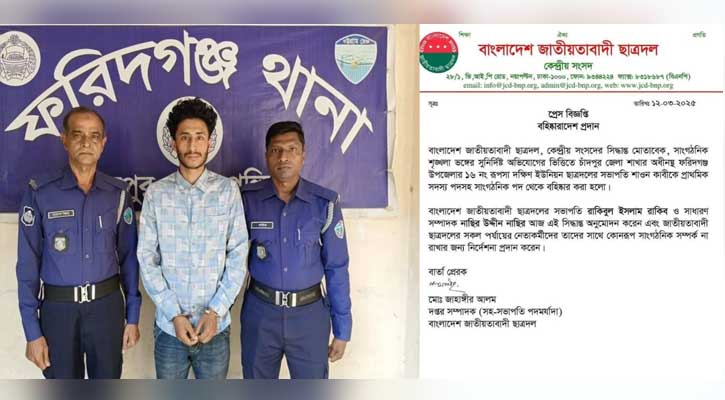 ‘আমি ইউনিয়ন ছাত্রদলের প্রেসিডেন্ট’ বলা সেই নেতা আটক এবং দল থেকে বহিষ্কার