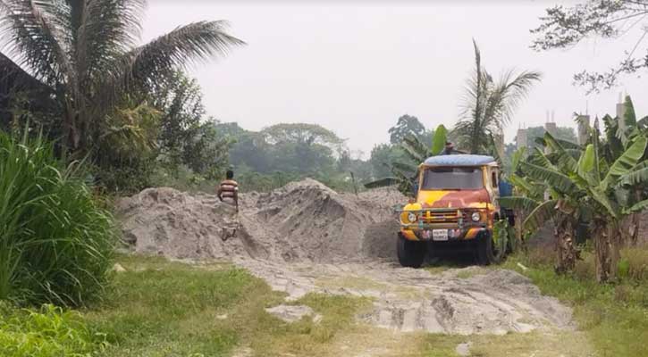 সিংগাইরে তিন ফসলি জমি নষ্ট করে চলছে বালু ভরাট!