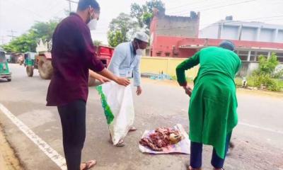 মরে পচে সড়কে দুর্গন্ধ ছড়াচ্ছিল শিয়াল; রাস্তা থেকে সরিয়ে মাটিতে পুতে রাখলেন ৩ তরুণ