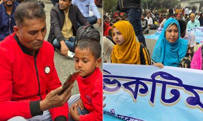 চাকরিচ্যুত পুলিশ সদস্যরা সচিবালয়ের দিকে যাচ্ছেন