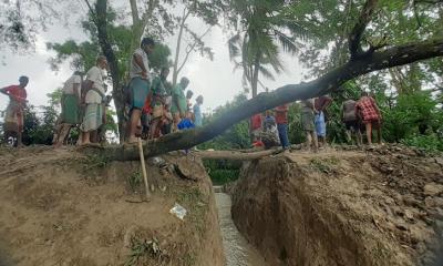 আমতলীতে বন্যা নিয়ন্ত্রন বাঁধ কাটায় আতংকে ২ শতাধিক পরিবার