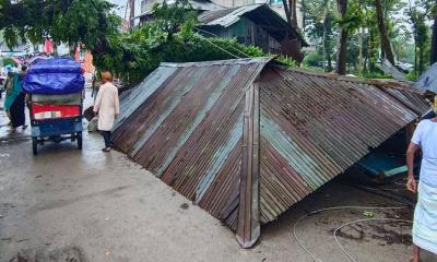 আমতলীতে ঝড়ের তান্ডবে গাছপালা ও কাঁচা  ঘরের ব্যাপক ক্ষতি