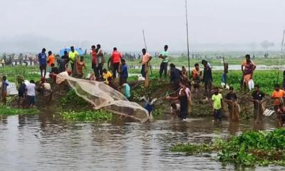 ঠাকুরগাঁও বুড়ির বাঁধে মাছ ধরা উৎসব