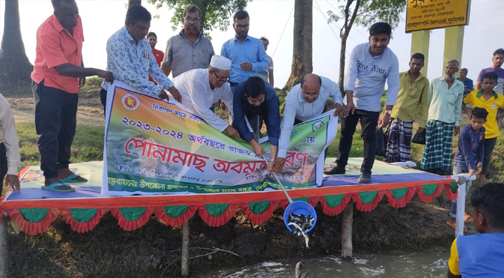 দোয়ারাবাজারে মুক্ত জলাশয়ে মাছের পোনা অবমুক্তকরণ