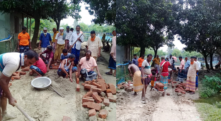 রাধানগর গ্রামের ৫০ বছরের দুর্ভোগের অবসান, নিজস্ব অর্থায়নে রাস্তা নির্মাণের উদ্যোগ