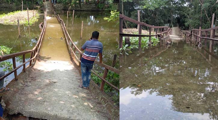 আমতলীতে আয়রন ব্রীজ ভেঙ্গে পড়ায় যোগাযোগ বন্ধ